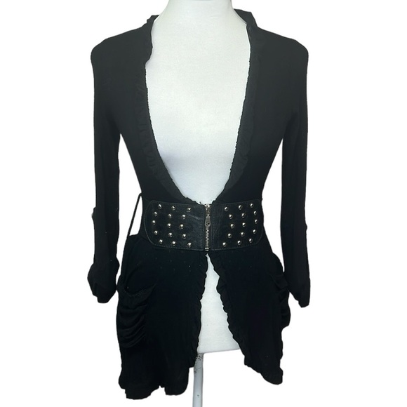 Arden B Open Belted Sweater Black - Picture 1 of 5